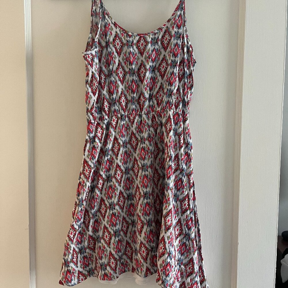 Multicolor patterned dress, A line